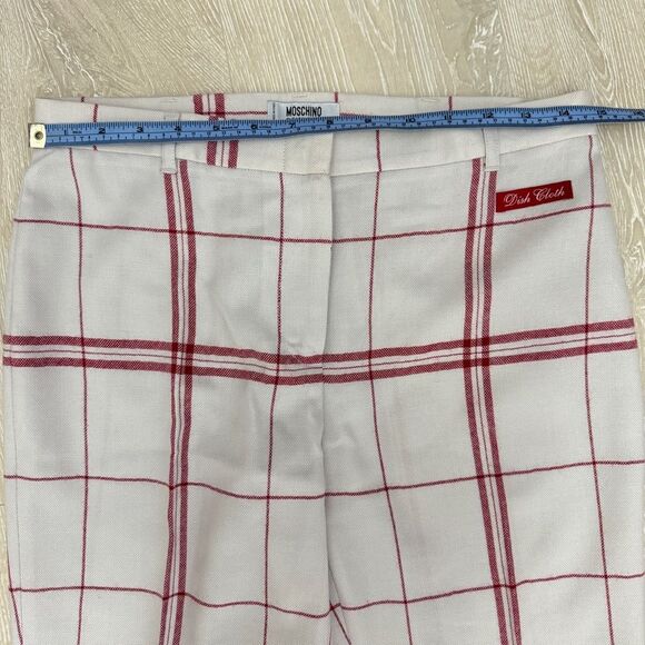 Vintage Moschino Iconic Dish Cloth Red Plaid Pants Size USA 8 - Picture 12 of 14
